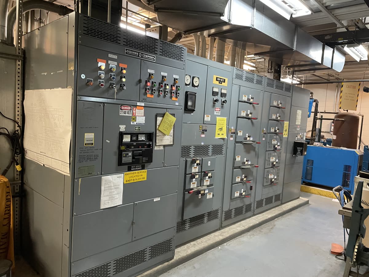 Square D switchgear in commercial building electrical room